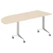 Table rabattable &agrave; roulettes - Angle &agrave; droite - Acacia clair et alu - 190x70 cm 