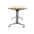 Table rabattable &agrave; roulettes - Angle &agrave; droite - Acacia clair et alu - 190x70 cm 