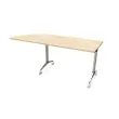 Table rabattable &agrave; roulettes - Angle &agrave; droite - Acacia clair et alu - 190x70 cm 
