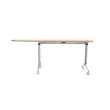 Table rabattable à roulettes - Angle gauche - Acacia clair et alu - 190x70 cm