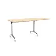 Table rabattable à roulettes - Angle gauche - Acacia clair et alu - 190x70 cm