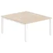 Bureau vis à vis 4 pieds 140 X 160 X 74 acacia/blanc
