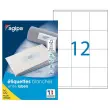 100 Planches d'étiquettes multiusages 70x70 mm soit 1200 étiq/boîte
