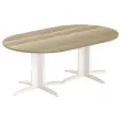 Table réunion ovale 200x120 chêne veiné/blanc