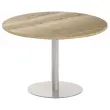 Table ronde diam 116 cm plateau chêne veiné pied argent pied tulipe