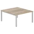 Bureau vis &agrave; vis 4 pieds 140 X 160 X 74 ch&ecirc;ne vein&eacute;/alu 