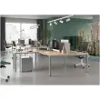 Bureau vis &agrave; vis 4 pieds 140 X 160 X 74 ch&ecirc;ne vein&eacute;/alu 