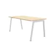 Bureau rectangulaire 160x80 Acacia clair / pi&eacute;t. Blanc BANGKOK 