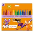 Feutre de coloriage BIC COMFORT GRIP - corps triangulaire avec grip - pointe extra large - encre lavable - coloris assortis - lot de 12