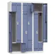 Vestiaire gain de place porte en L 3 colonnes - 6 utilisateurs - Bleu