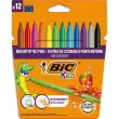 Feutre de coloriage BIC KIDS pointe moyenne - encre lavable - coloris assortis - lot de 12