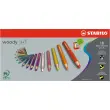Crayon en bois gros module WOODY - mine 10mm - multi surfaces - 1 taille-crayon inclus - coloris assortis - lot de 18