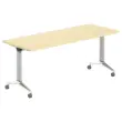 Table rectangulaire rabattable avec roulettes - 180 x 70 cm - Hêtre et alu