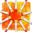 Brosse plate n&deg;12 - OZ - en soie - peinture acrylique et &agrave; l'huile 