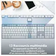 Kit clavier et souris sans fil Classy - 13 raccourcis multim&eacute;dias - R&eacute;cepteur USB unique - Blanc - T'nB 