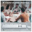 Kit clavier et souris sans fil Classy - 13 raccourcis multim&eacute;dias - R&eacute;cepteur USB unique - Blanc - T'nB 