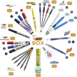 Coffret Bic de 124 produits d'écriture : 75 Stylos-Bille, 24 Porte-Mines, 8 Rubans Correcteurs, 7 Marqueurs, 8 Surligneurs et 2 Bâtons de Colle Blanche (21gr)