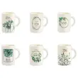 6 Mugs Botanique de 40 cl en porcelaine