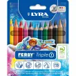 Crayon de couleur triangulaire LYRA mine craie aquarellable  - mine 6,3mm - coloris assortis - lot de 12 