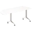 Table rabattable avec roulettes - 190 x 70 cm - Blanc et alu - Angle &agrave; droite 