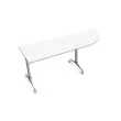 Table rabattable avec roulettes - 190 x 70 cm - Blanc et alu - Angle &agrave; droite 