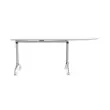 Table rabattable avec roulettes - 190 x 70 cm - Blanc et alu - Angle &agrave; droite 