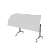 Table rabattable avec roulettes - 190 x 70 cm - Blanc et alu - Angle &agrave; droite 