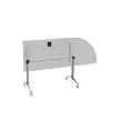 Table rabattable avec roulettes - 190 x 70 cm - Blanc et alu - Angle &agrave; droite 