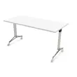 Table rabattable 150x70 blanc/alu mont&eacute;e 