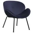Fauteuil SMILE 4 pieds noir tissu bleu 