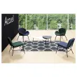 Fauteuil SMILE 4 pieds noir tissu bleu 