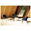 Fauteuil SMILE 4 pieds noir tissu bleu 
