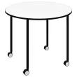 Table roulante FEX OFFICE Diam. 96 cm Blanc pieds noirs 