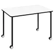Table roulante FEX OFFICE 116 x 50 cm Blanc pieds noirs montée