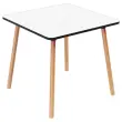 Table PALOMBA 80 x 80 cm Blanc pieds hêtre montée