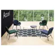 Fauteuil SMILE 4 pieds noir tissu bleumonté
