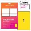 50 étiquettes L210xH297 mm Office Star jaunes