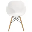 2 fauteuils PETALES pied h&ecirc;tre assise blanche 
