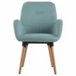 2 Fauteuils Tissu bleu 4 pieds bois vernis montés