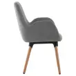 2 Fauteuils Tissu gris 4 pieds bois vernis montés