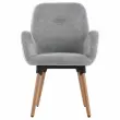2 Fauteuils Tissu gris 4 pieds bois vernis montés
