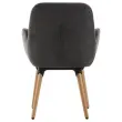 2 Fauteuils Tissu gris 4 pieds bois vernis montés