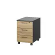 Caisson mobile 3 tiroirs BARi chêne dubocage anthracite monté