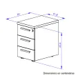 Caisson mobile 3 tiroirs BREST ch&ecirc;ne du bocage anthracite mont&eacute; 
