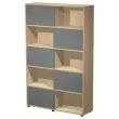 Bibliothèque chêne 10 cases 5 portes anthracite montée