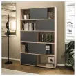Bibliothèque chêne 10 cases 5 portes anthracite montée