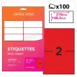 50 planches étiquettes L210xH148mm, 100 étiq/ boîte, rouge