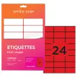 50 planches étiquettes L70xH37mm, 1200 étiq/ boîte, rouge