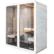 Cabine acoustique 2 places DUO banquette - gris clair