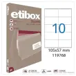 100 Planches d'&eacute;tiquettes MU Etibox coins carr&eacute;s 105x57 mm 1000 &eacute;tiq/bo&icirc;te 